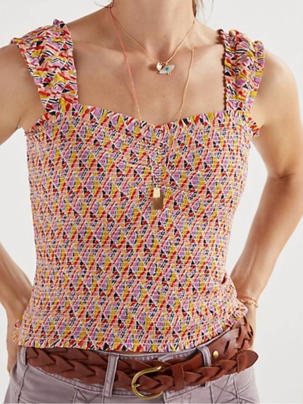 Anthropologie Maeve Smocked Tank Top